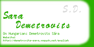 sara demetrovits business card